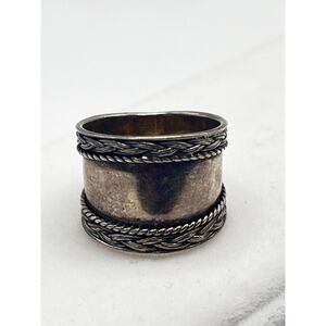 Sterling Silver Wide Ring Cigar Band Size 7